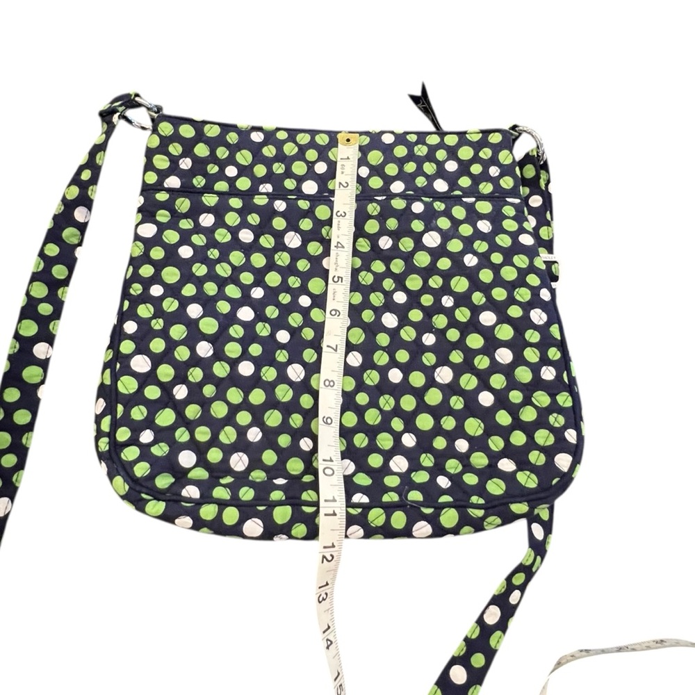 Vera Bradley Lucky Dots Hipster Quilted Crossover Purse 3 Zipper Navy Green - Picture 15 of 16